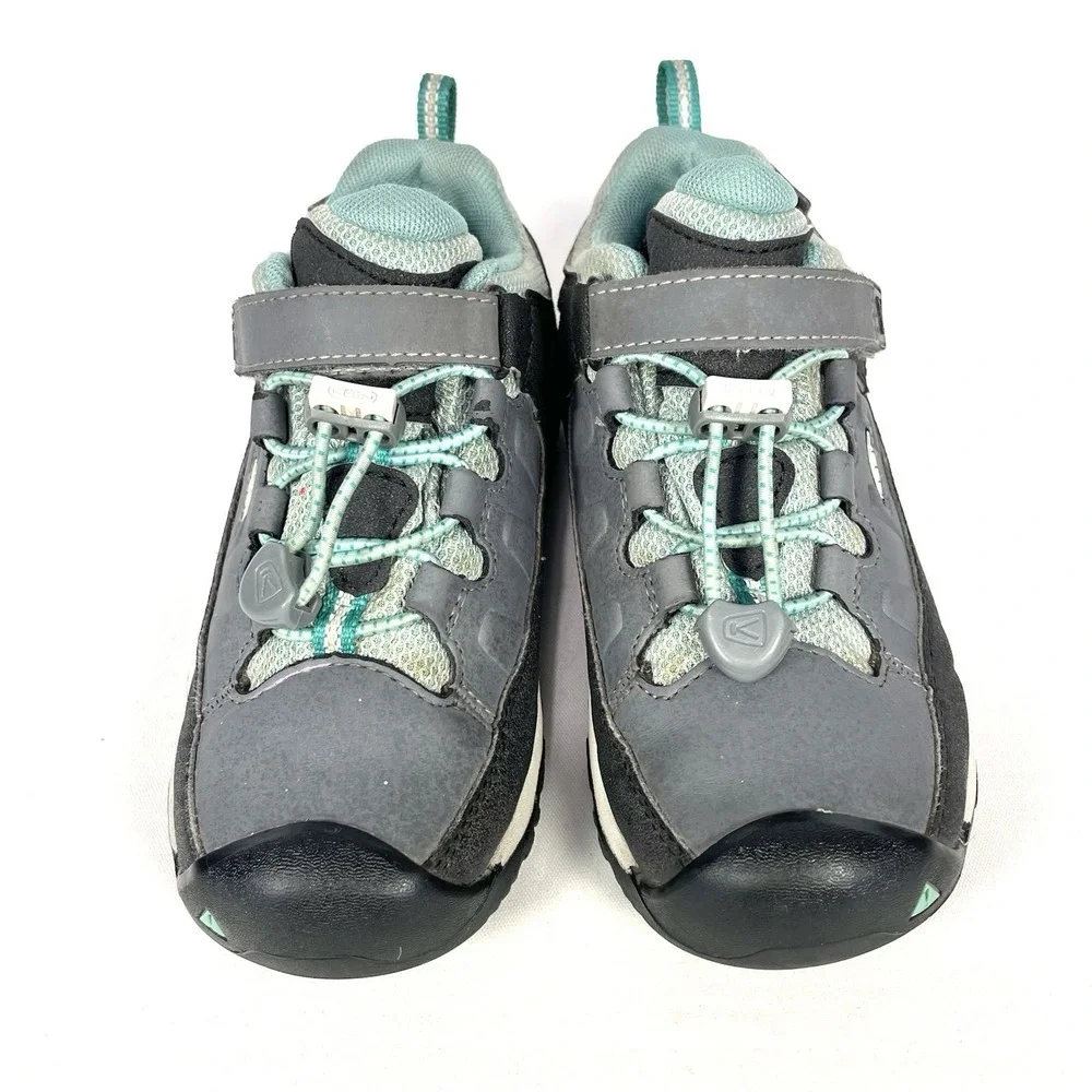 KEEN Targhee Kids 12 Waterproof Hiking Trail Shoes Gray Teal Leather